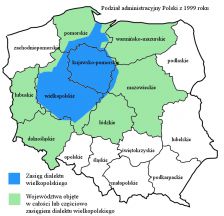 Zasig dialektu wielkopolskiego na tle podziau administracyjnego Polski w 1999 roku