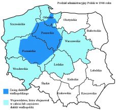 Zasig dialektu wielkopolskiego na tle podziau administracyjnego Polski w 1946 roku