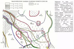 Mazowieckie zasięgi zjawisk fonetycznych sprzed I wojny światowej (wg K. Nitscha). Wycinek z 